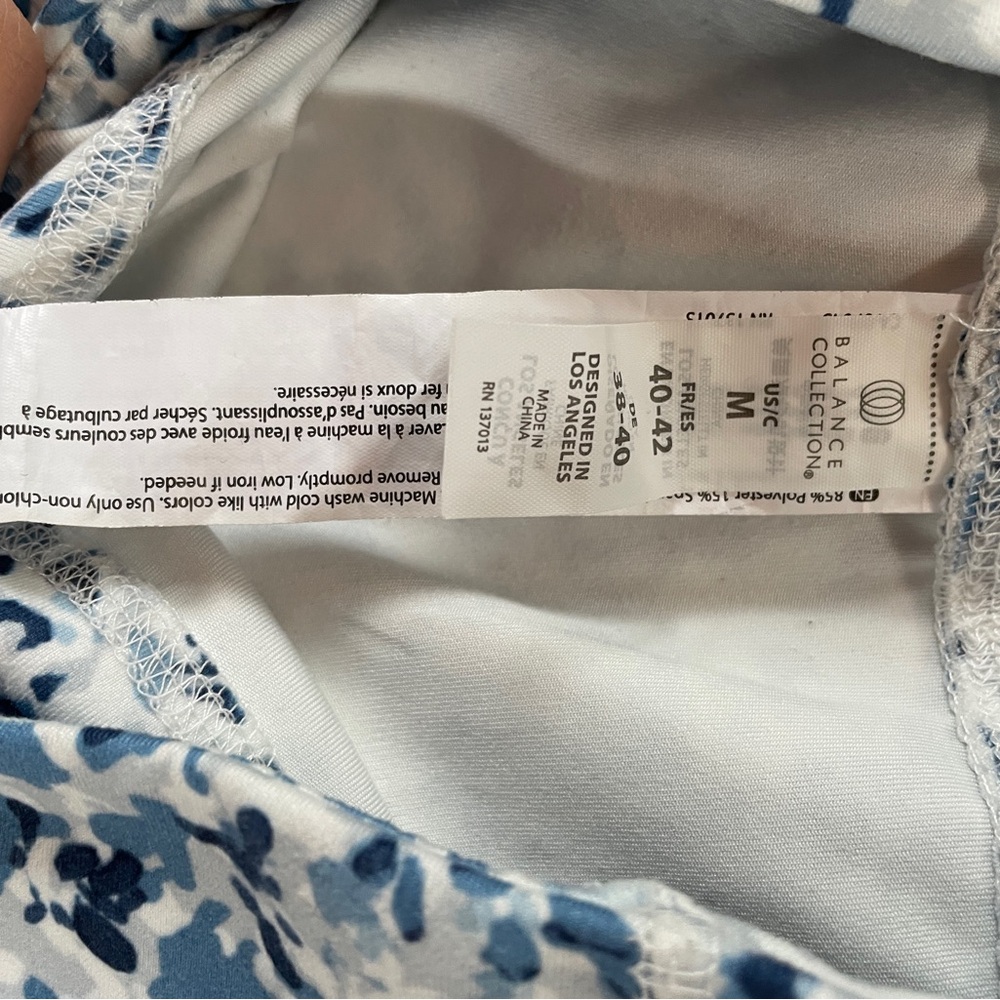Balance Collection Leggings Floral High Rise Blue Navy White Pockets Size Medium - Picture 4 of 7